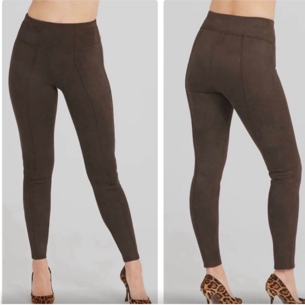 Spanx Faux Suede Leggings Women's Medium Chocolate Brown - Picture 9 of 9
